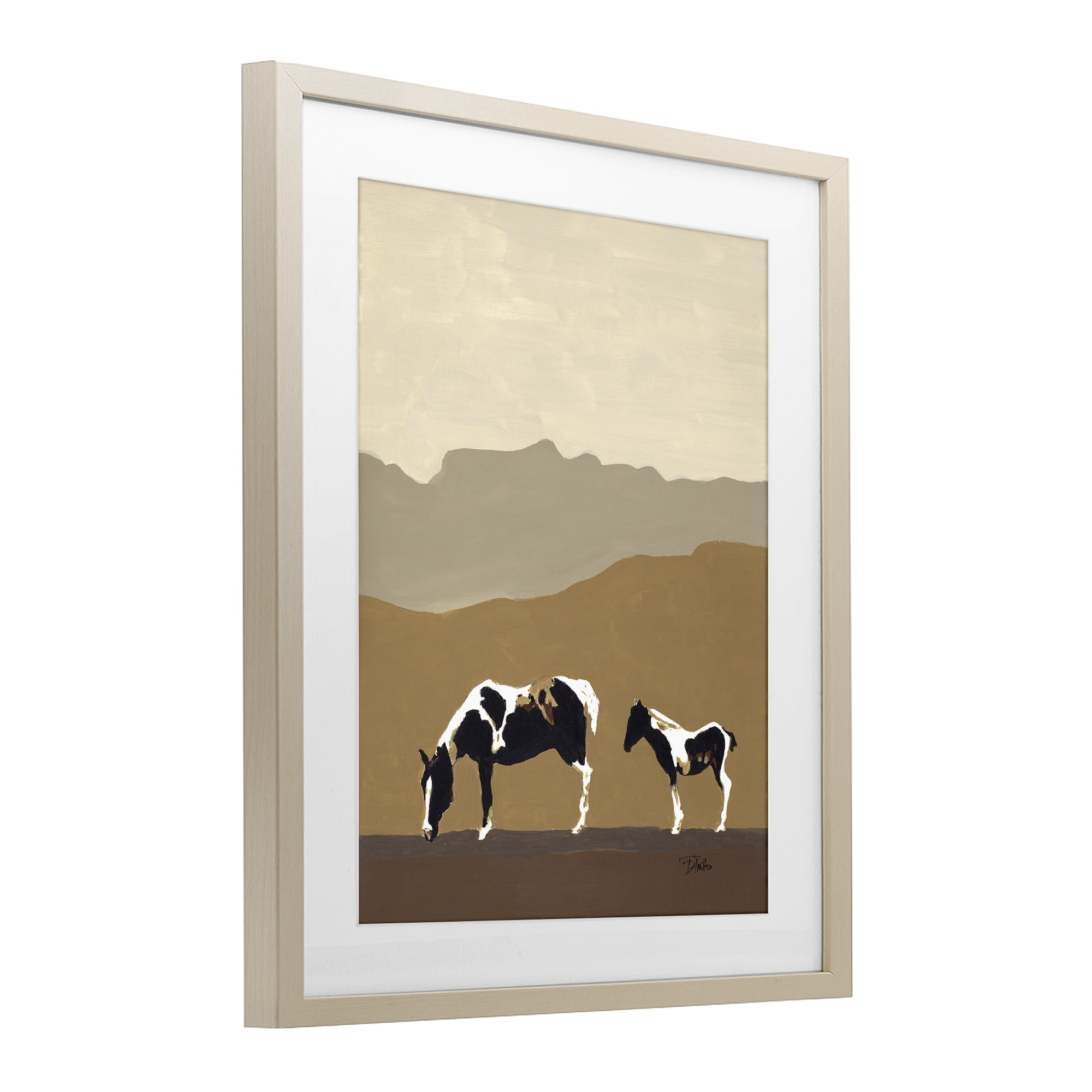 Stupell Industries Modern Mountains Horses Birch Framed Print Under Glass, design by Patricia Pinto