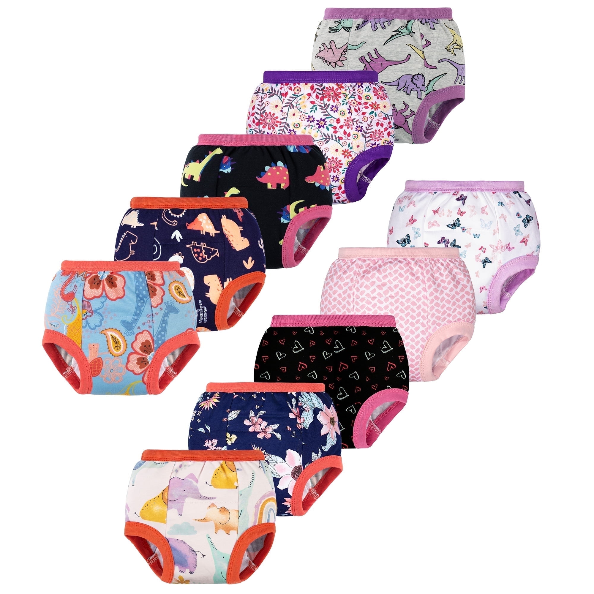 BIG ELEPHANT 10-pack Baby Potty Training Underwear, Soft 100% Cotton Absorbent Training Pants for Boys & Girls, Ages 12M-10Y