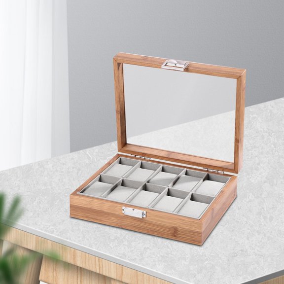 Watch Box Organizer Wooden Watches Box Elegant Container Watch Organizer Holder Jewelry Display Case for Men Women Shop Display 10 Slots