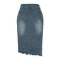 thumbnail image 5 of Women's Stretch Denim Pencil Skirt High Waist Knee Length Bodycon Casual Party Wear Comfortable Fashion Skirt For Spring Summer Ruched Skirts for Women Latex Skirt Pencil Skirts for Women below Knee, 5 of 5