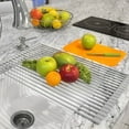 thumbnail image 2 of Sorbus Over the Sink Roll-Up Dish Drying Rack, Multipurpose Drying for Dishes, Draining Fruits & Veggies, Protecting Countertops, (Warm Gray), 2 of 6