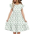 thumbnail image 1 of Robe d'Été pour Femme Wo-Fusoul, Robe Décontractée à Manches à Volants à Double Couche et Col Rond, Tissu Extensible Doux pour le Quotidien, 1 of 8