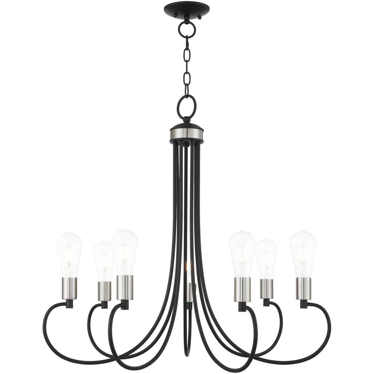 7 Light Black Chandelier with Steel base material