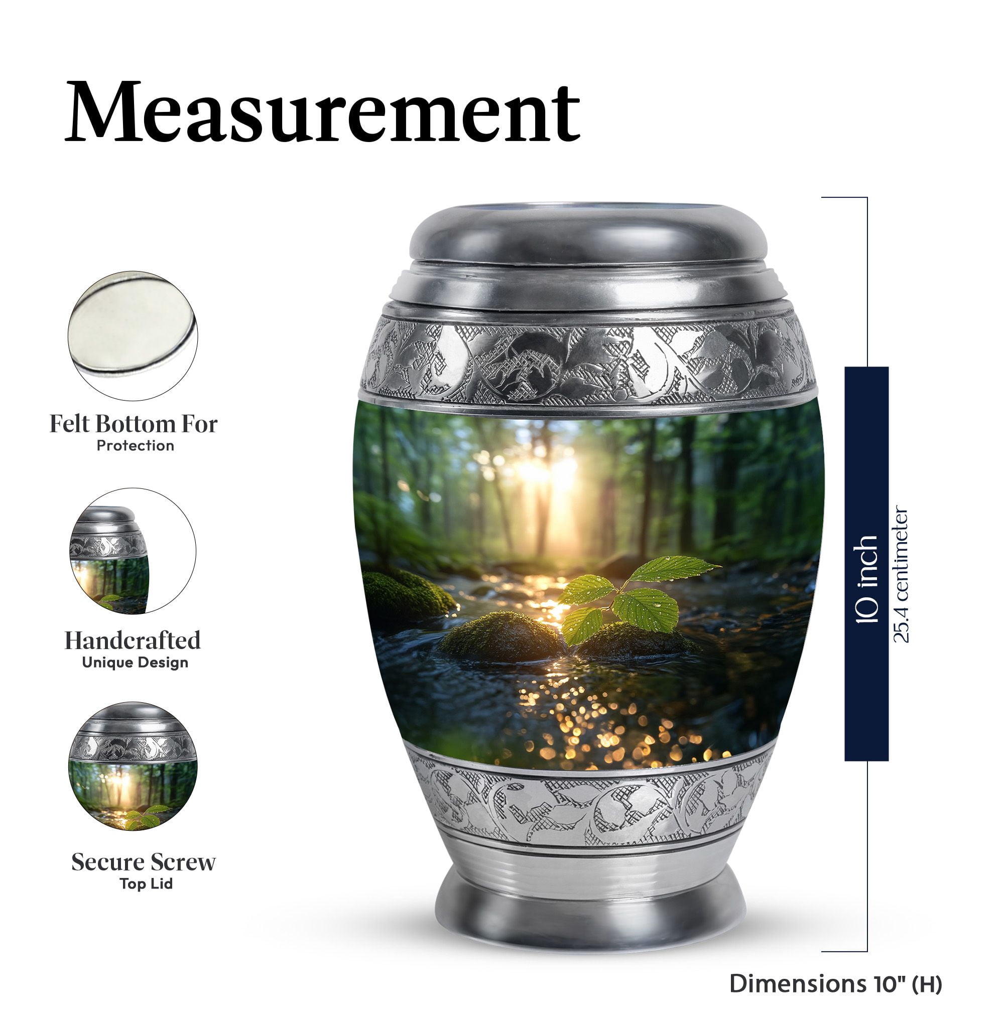 KARYLIZ Nature Funeral Urns For Adult Ashes Women - Large Funeral Urn for Cremation Urns For Human Ashes Adult Man - Black Ash Urns For Male & Female