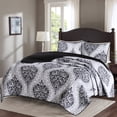 thumbnail image 3 of Comfort Spaces Coco 3 Piece Black and White Damask Coverlet Set, Queen | Lightweight Summer, 3 of 5
