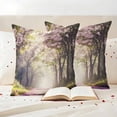 thumbnail image 3 of Pink Summer Floral Outdoor Waterproof Pillow Covers, Spring Flowers Forest Decorative Square Throw Pillowcase Sofa Cushion Sham for Patio/Couch/Chair, 20"x20" 2 Pack, 3 of 8