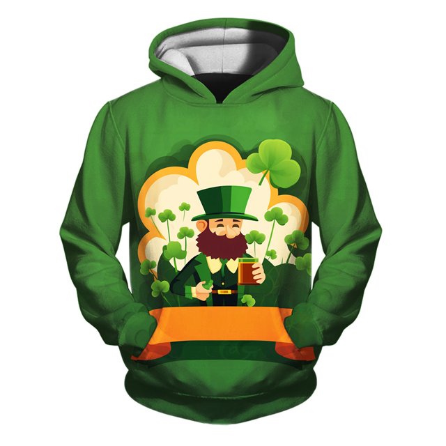 GDREDA Chandails à Capuchon et Chandails Molletonnés pour Garçons Chandail à Capuchon Confortable pour Enfants pour la Saint-Patrick avec Conception de Poche pour Usage Unisexe