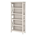 thumbnail image 1 of Pemberly Row 5 Shelves Coastal Wood Tall Bookcase in Line White Oak, 1 of 8