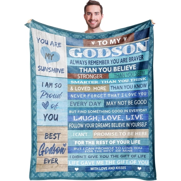 XZYG Godson Gifts from Godmother/Godfather Birthday Gifts for Godson Blanket Christian Gifts for Godson from Godparents to My Godson Gift Ideas for Graduation(60*80inch)