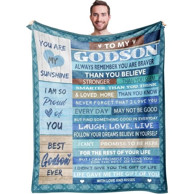 LHSHID Godson Gifts from Godmother/Godfather Birthday Gifts for Godson Blanket Christian Gifts for Godson from Godparents to My Godson Gift Ideas for Graduation 60"x80"
