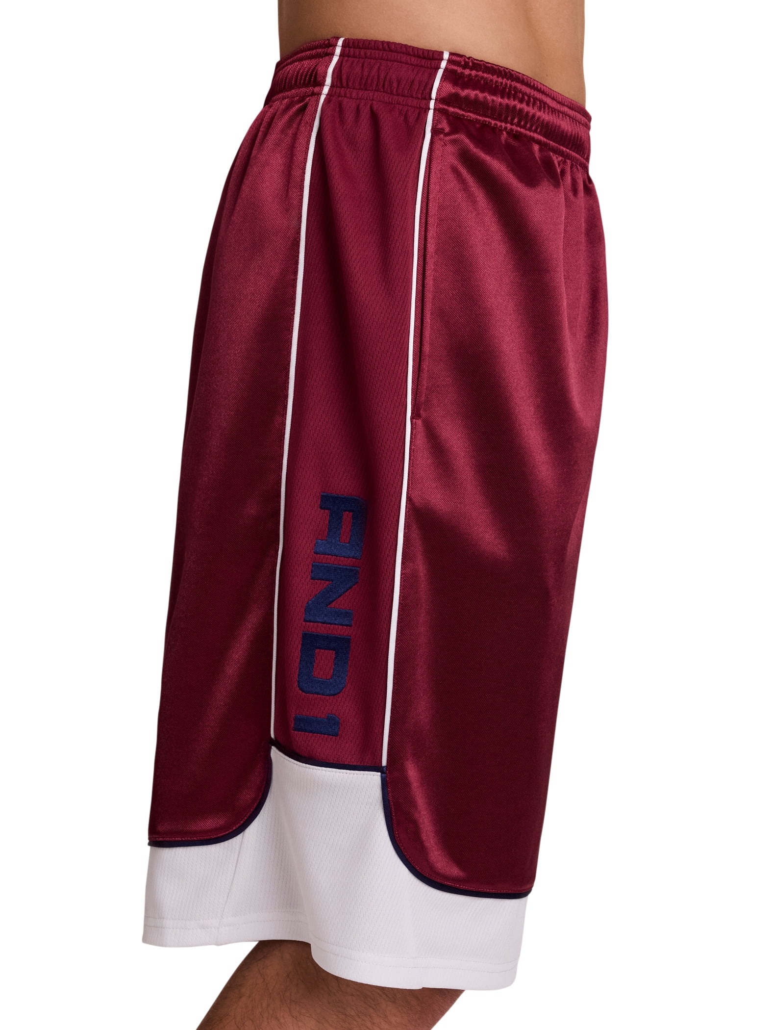 AND1 Men's and Big Men's All Court Colorblock Short, 11" inseam, up to Size 5XL
