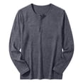 thumbnail image 2 of Bosfbaoi Henley Shirts for Men Long Sleeve Heather Slub Knit Button Placket Slim Fit Casual Top, 2 of 5