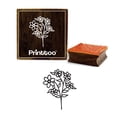 thumbnail image 1 of Printtoo Square Floral Pattern Brown Wooden Rubber Stamp Scrap-booking Stamps-5 x 5 Inches, 1 of 2