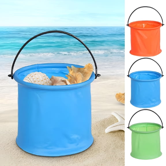ACDANC Foldable Pail Bucket with Shovels Collapsible Buckets Multi Purpose for Beach,Camping Gear,Beach Party,Camping and Fishing,and Fun Summer Activities