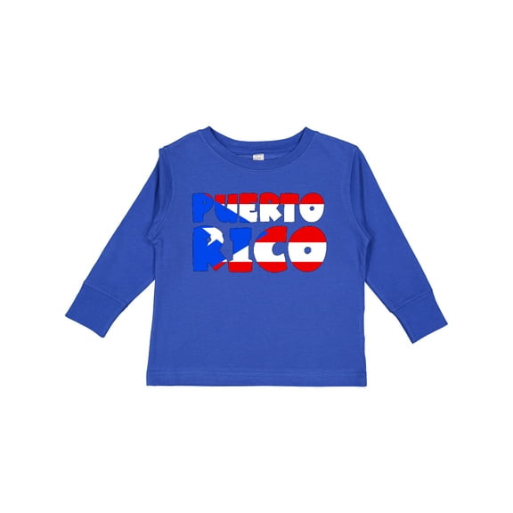 Inktastic Puerto Rico Flag in Text Boys or Girls Long Sleeve Toddler T-Shirt