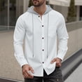 thumbnail image 4 of QSXADF Men's Shirt Jacket Casual Hooded Long Sleeve Button Down Pocketed Relaxed Coat, 4 of 6