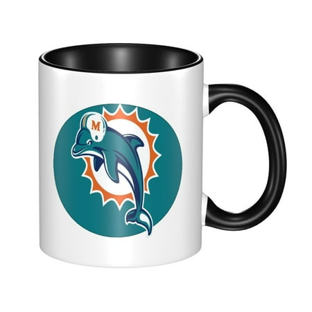 

Miami_Dolphins 11 Oz Originality Coffee Mugs Large Water Mugs With Handle Porcelain Coffee Cup Thank You Gifts For Mom Dad And Friends Black