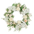thumbnail image 1 of Corona de peonías rosas artificiales de 16 pulgadas, hecha a mano, con flores artificiales. Verde claro, 1 of 8