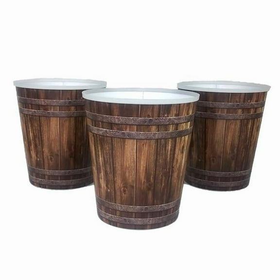 Poppelmann T319MDF173 7 in. Decorative Woodtone Plastic Coverpot - Pack of 3