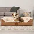 thumbnail image 4 of FurHaven Plush & Embossed Velvet Dreamer Orthopedic Sofa Pet Bed for Dogs and Cats - Cognac, Medium, 4 of 11