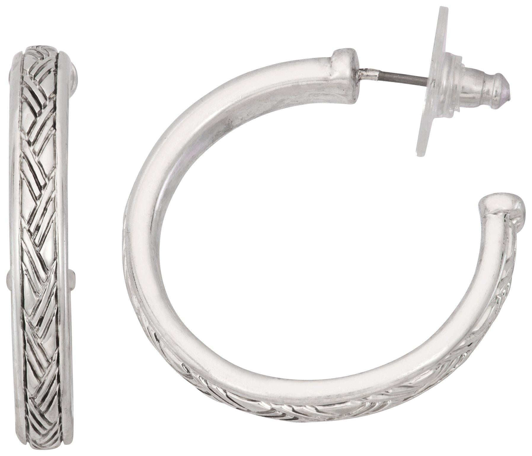 Napier Women's Silver Shiny Square Hoop Earrings Napier Women's Silver Shiny Square Hoop Earrings