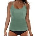thumbnail image 2 of Odbmxy Womens Swimsuits Tankini Padded Camisole Women's Swimsuits Wire-Free Beachwear Solid Color Two Piece Swimwear,Green M, 2 of 6