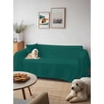 thumbnail image 6 of Dark Green Couch Cover for 2 Cushion Couch, Modern Pure Dark Green Washable Love Seat Sofa Covers Slipcover, Throw Sofa Covers for Pets, Furniture Protector 71"x102", 6 of 9