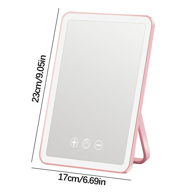 Mirror with Lights LED Illuminated Desktop Beauty Mirror Rechargeable,Led Mirror Makeup for Vanity Desk Dormitory Portable Storage Organizer
