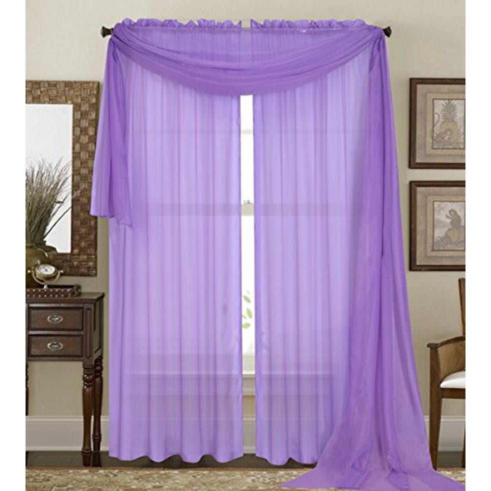 3 Piece Sheer Panel & Scarf Window Treatment Set Decotex Walmart