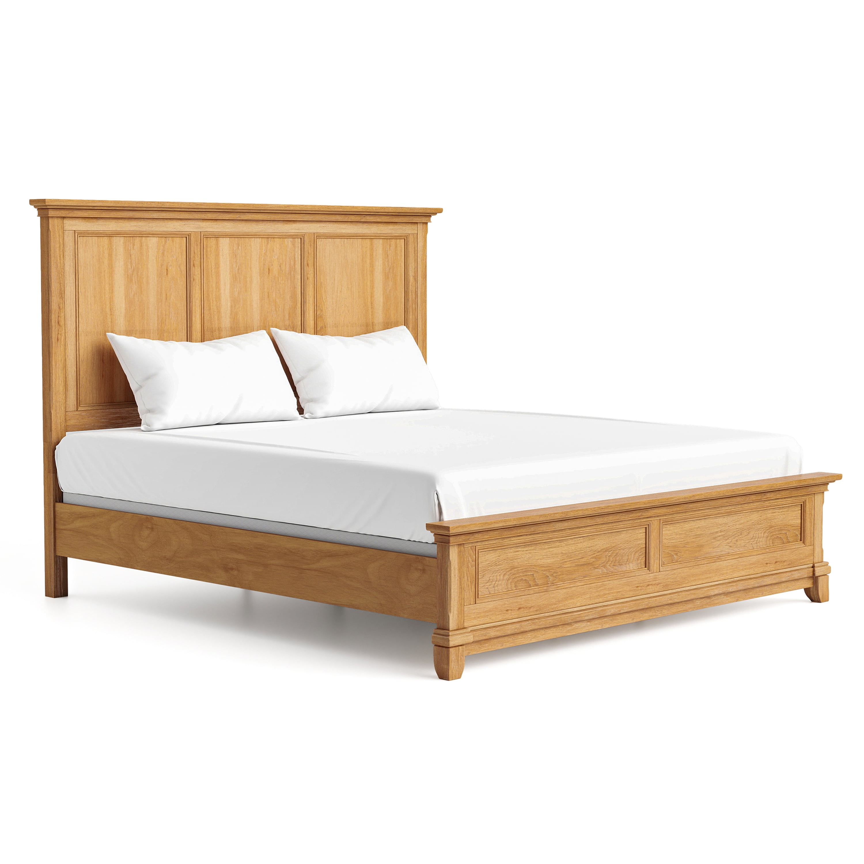 Furniture of America Stratford Solid Wood King Panel Bed, Natural Oak