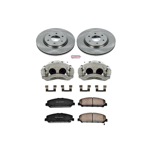 PowerStop Front Stock Replacement Brake Pad and Rotor Kit with Calipers Fits: INFINITI NISSAN Select Models KCOE2909