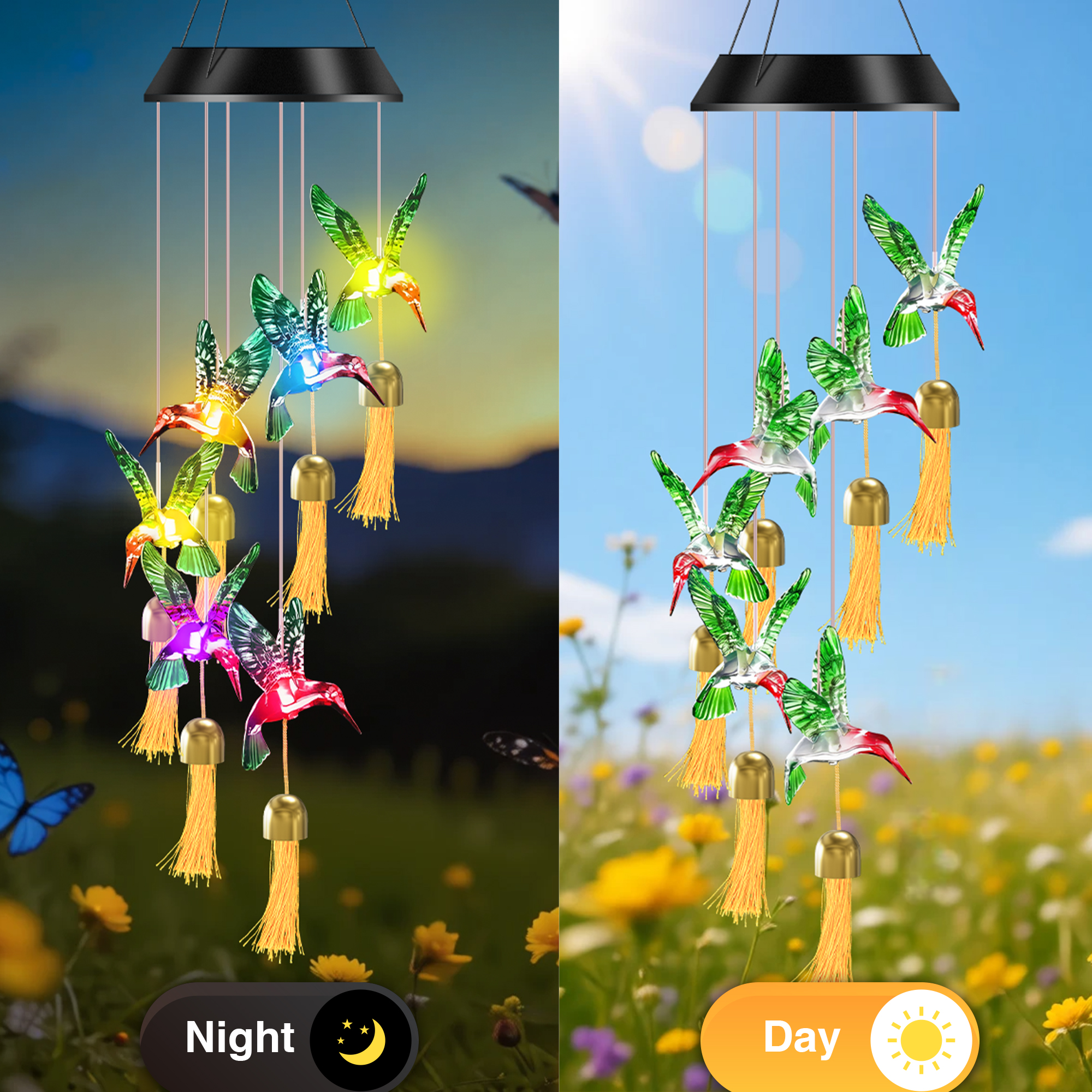 DAYBETTER Solar Hummingbird Wind Chimes 7 Color photo 3