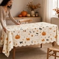 thumbnail image 4 of Cute Ghost Pumpkin Halloween Tablecloth, Floral Bow Printed Rectangular Scalloped Edge Decorative Table Cover for Diningroom Apartment Wedding, 4 of 7