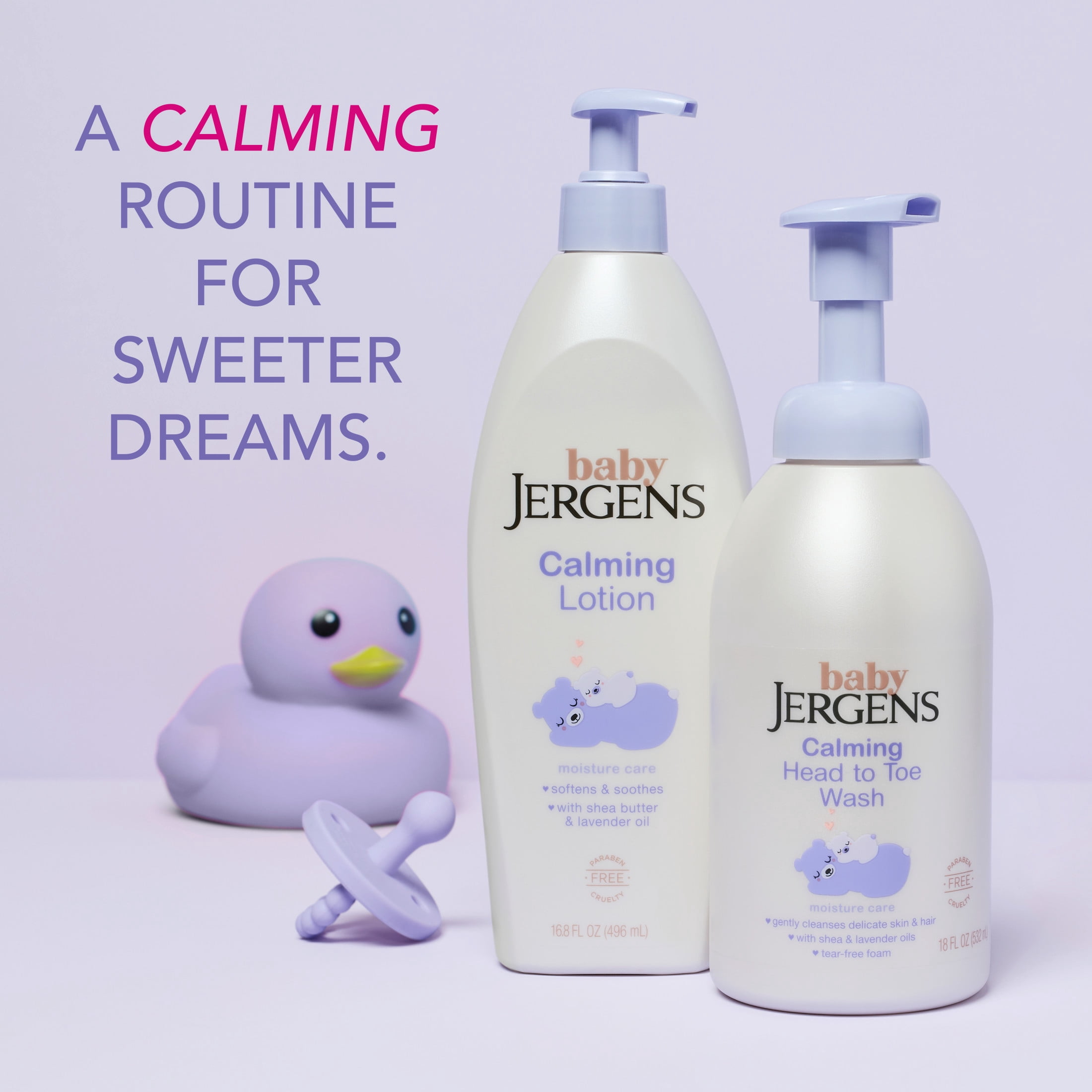 (2 pack) Baby Jergens Calming Head to Toe Foaming Wash, Tear-free Baby Shampoo and Body Wash, 18 fl oz
