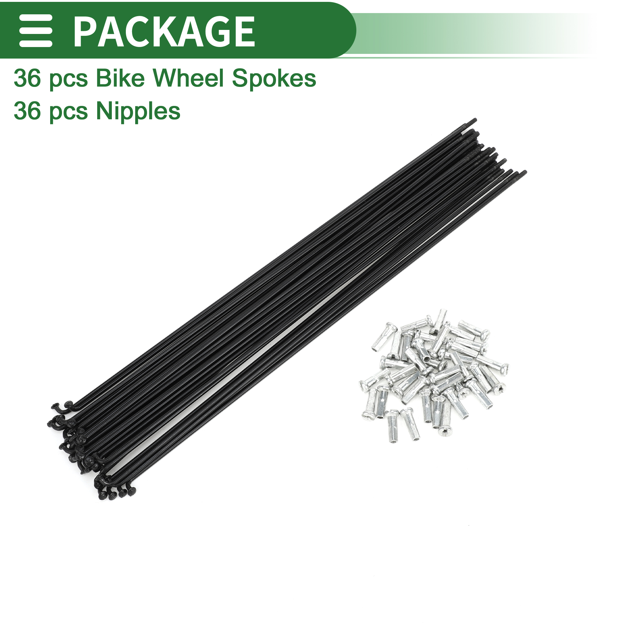Unique Bargains 36Pcs Universal Bike Wheel Spokes 14G Carbon Steel Black Black 10.03"