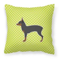 Carolines Treasures BB3787PW1818 Toy Fox Terrier Checkerboard Green Fabric Decorative Pillow