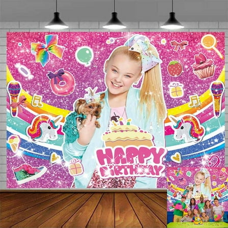 JOJO Siwa Backdrop Banner Party Supplies Background Poster Decor Decorations 7X5Ft