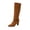Brown, variant on Xfvqtps Womens Thigh High Boots Pull on Tie Back Chunky High Heel Pointed Toe Suede over the Knee Boots