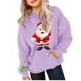 thumbnail image 4 of UACY Kids Girls Christmas Santa Claus Graphic Hoodie Fleece Lined Long Sleeve Hooded Funny Preppy Sweatshirt Fall Winter Pullover Tops (Purple, 4-5 Years), 4 of 5