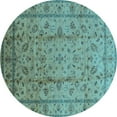 thumbnail image 1 of Ahgly Company Indoor Round Oriental Light Blue Industrial Area Rugs, 7' Round, 1 of 4
