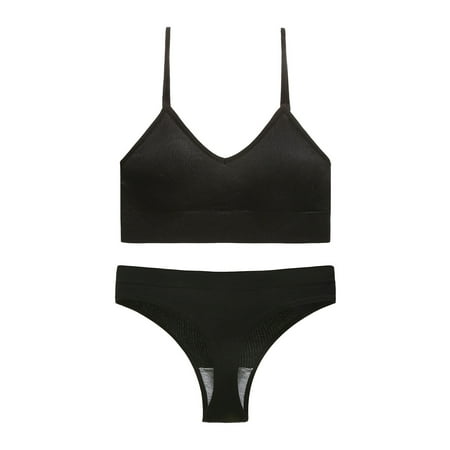 TMOYZQ Women s Two Piece Seamless Bra And Panty Sets Soft Breathable Sports Bra Workout High Waist Panties Briefs No Padding Underwear Sets