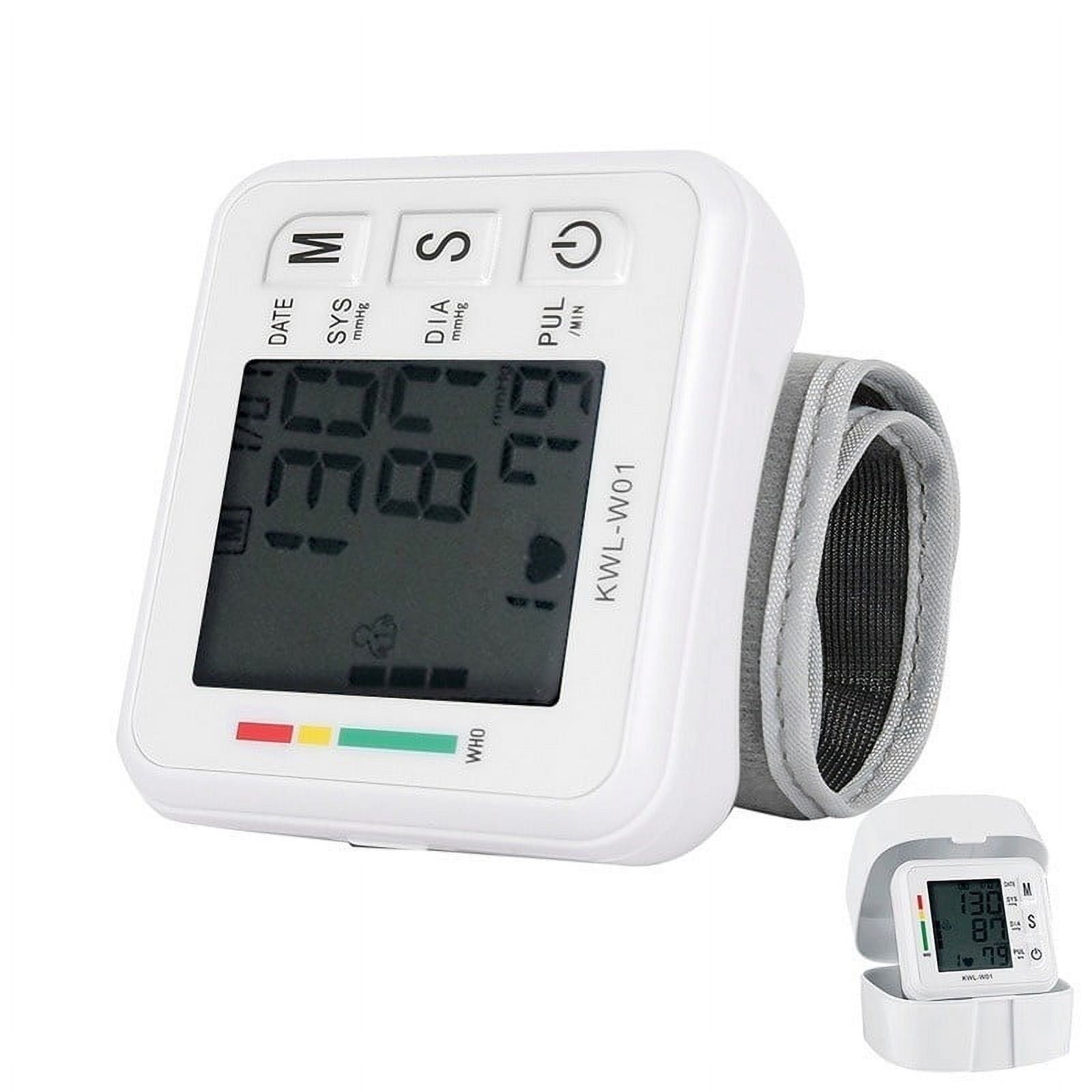Tidoin White Blood Pressure Monitor Wrist BP Monitor with Large LCD Display Adjustable Wrist Cuff
