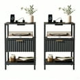 thumbnail image 6 of Ktaxon Fluted Nightstand Set of 2 with Charging Station End Table with Drawers Bedside Table Furniture for Bedroom, Living Room, Black, 6 of 7