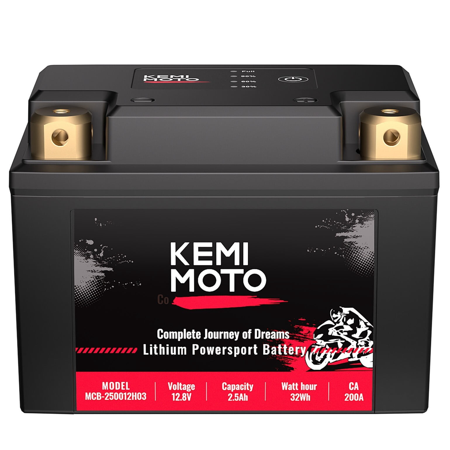 Kemimoto 2.5Ah LiFePO4 Lithium Motorcycle Battery YTX5L-BS / YTX4L-BS for Lawn Mower ATV