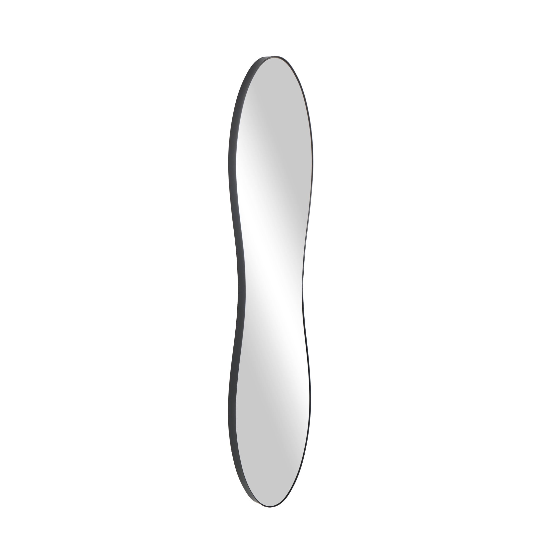 DecMode 9" x 45" Black Wavy Wall Mirror
