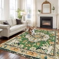 thumbnail image 3 of Green Boho Area Rug 6x9 FT, Non Slip Living Room Throw Carpet, Farmhouse Tribal Vintage Tribal Texture Washable Soft Large Floor Carpet Non-Shedding Rug for Bedroom Dining Room Play Room, 3 of 9