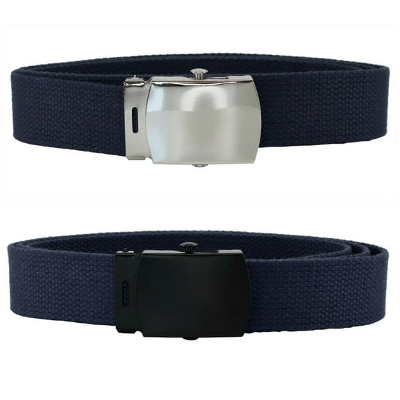 Navy Adjustable Canvas Military Web Belt With Metal Buckle 32 to 72