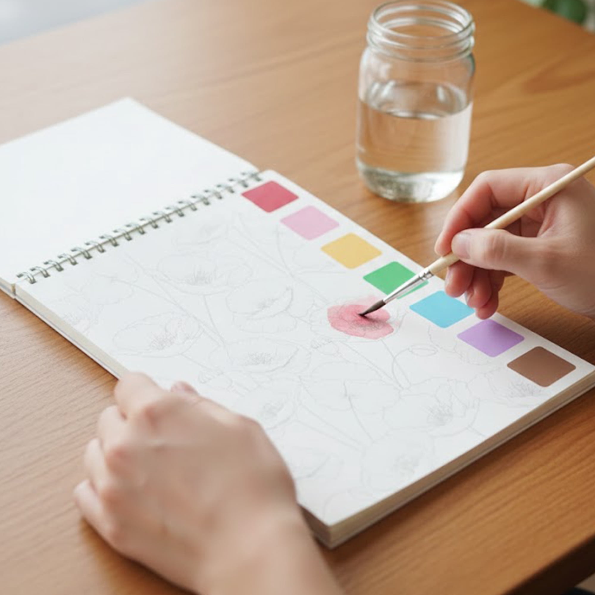 Artist Concepts Watercolor Coloring Book with Watercolor Paint Set, Art Supplies, Floral