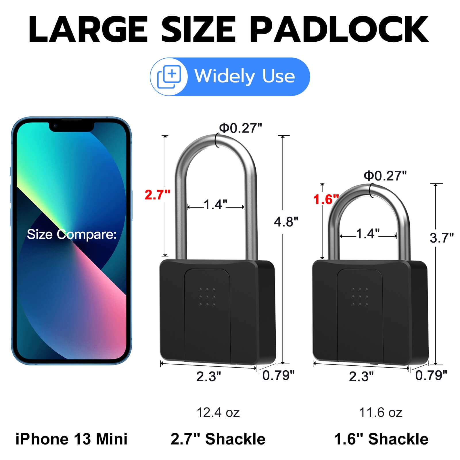 Fingerprint Padlock Locker Locks,Sall Outdoor Weatherproof Bluetooth - View #4