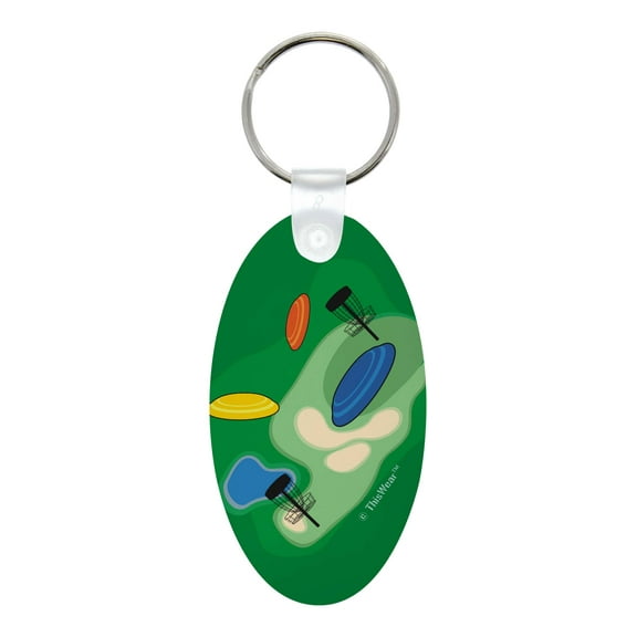 ThisWear Disc Golf Accessories Disc Golf Course Aluminum Oval Keychain
